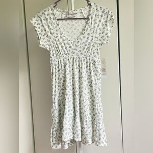 No Boundaries White and Blue Floral Mini Dress